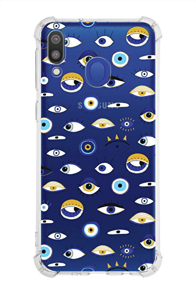 PrintiFy جراب PrinriFy Samsung Galaxy M20 متوافق مع Evil Eye Bead 2 مطبوع ومضاد للصدمات مع حماية للزوايا الشفافة