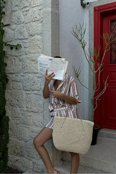 LOVENTA Φυσική υφαντή ψάθινη τσάντα Harmony