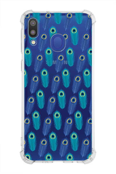 PrintiFy جراب PrinriFy متوافق مع هاتف Samsung Galaxy M20 Evil Eye Bead 4 مطبوع ومضاد للصدمات مع حماية للزوايا الشفافة