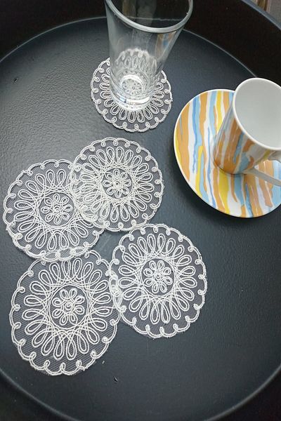 Emtory Home London Model - 6 Pieces of Cup Pageant Χαρτοπετσέτα, Κρεμ χαρτοπετσέτα κοκτέιλ 8x8 cm