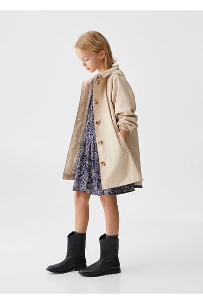 MANGO Kids Wasserdichter Trenchcoat mit Kapuze