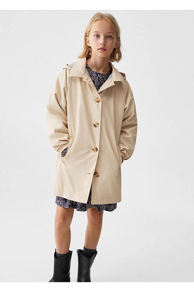 MANGO Kids Wasserdichter Trenchcoat mit Kapuze