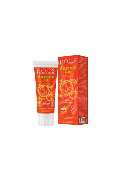 R.O.C.S. R.o.c.s Junior - معجون أسنان عشبي فاكهي بألوان قوس قزح للأطفال من سن 6 إلى 12 سنة (1 × 60 مل)