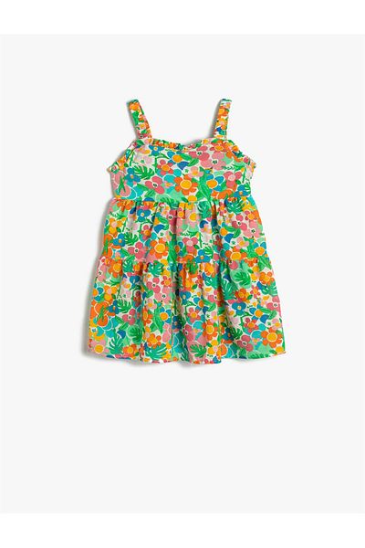 Koton 0D0 White Patterned Baby Girl Woven Dress - 4Smg80007Aw