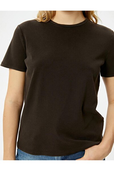 Koton 4sak50129ek 532 Καφέ γυναικείο βαμβακερό μπλουζάκι