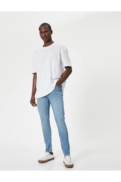 Koton Ανδρικό βαμβακερό τζιν παντελόνι 4sam40027nd 600 Light Indigo
