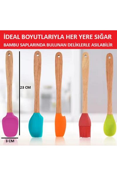 optana Silicone Spatula Set Meal Prep Cake Dessert Dish Kitchenware 5 Pcs Spoon Brush