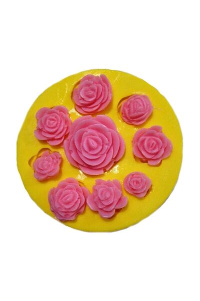 Partivitrini Farklı Boyutlarda Gül Şeklinde 9 Parça Silikon Pasta ve Seker Ha...