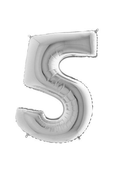 Partivitrini 5 Number 16 Inch Silver Color Foil Balloon 36 Cm