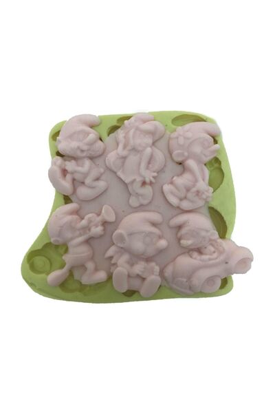 Partivitrini Şirinler Şeklinde Silikon Pasta ve Seker Hamuru Kalibi 4x4x0,5 cm