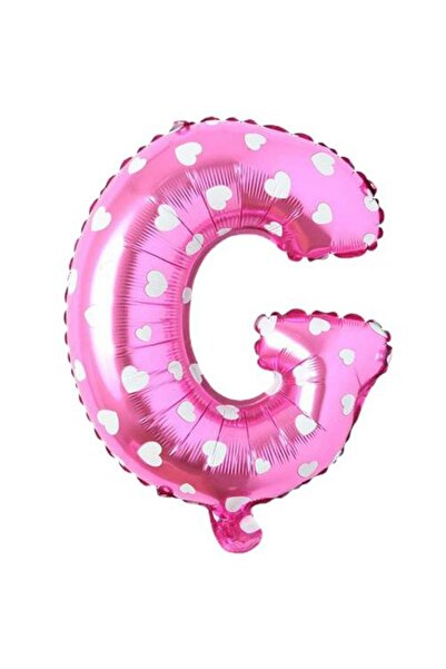 Partivitrini Letter g 16 Inch Pink Heart Color Foil Balloon 36 cm
