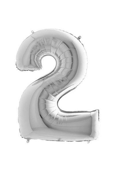 Partivitrini 2 Number 16 Inch Silver Color Foil Balloon 36 Cm
