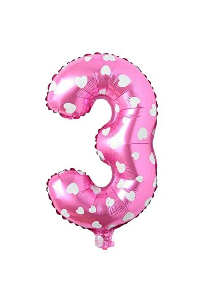 Partivitrini 3 Numbers 16 Inch Pink Heart Foil Balloon 36 Cm