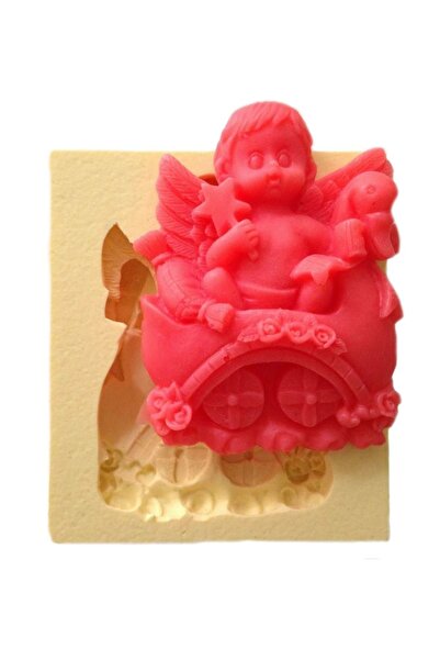 Partivitrini Silicone Cake and Candy Dough Mold with Winged Baby Figure 7x5x2 cm