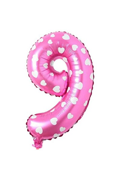 Partivitrini 9 Number 16 Inch Pink Heart Foil Balloon 36 Cm