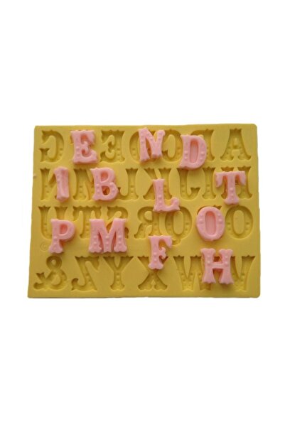 Partivitrini Üzeri Yuvarlak Desenli Alfabe Şeklinde Silikon Pasta ve Seker Ha...