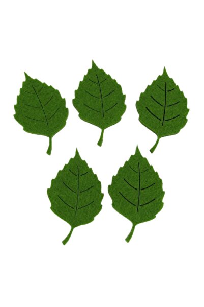 Partivitrini Parti Vitrini Keçe Mini Yeşil Yaprak 6 Cm Süsleme 5 Adet