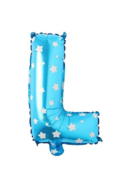 Partivitrini Letter L 16 Inch Blue Star Color Foil Balloon 36 cm