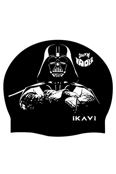 İKAVİ Șapcă de înot din silicon Darth Vader cu imprimeu