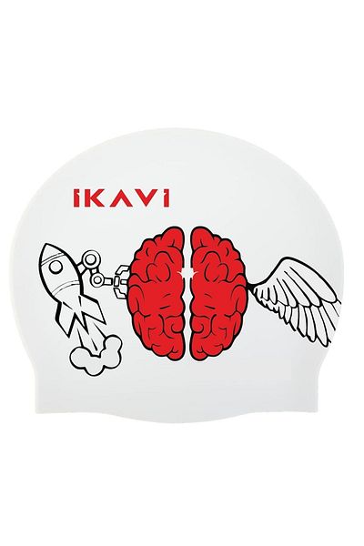İKAVİ Brain And Space Shuttle Printed Silicone Pool Cap