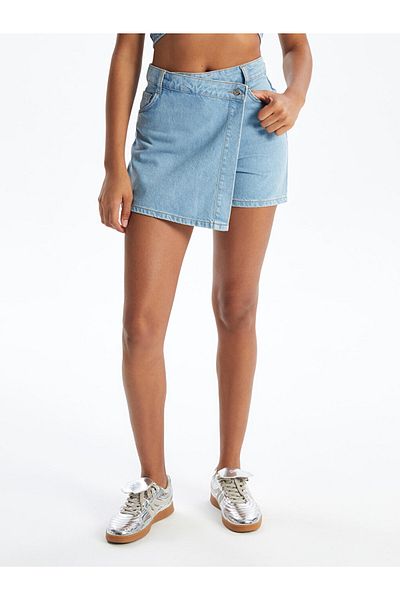 LC Waikiki Fusta scurtă de jeans drepte pentru femei LCW
