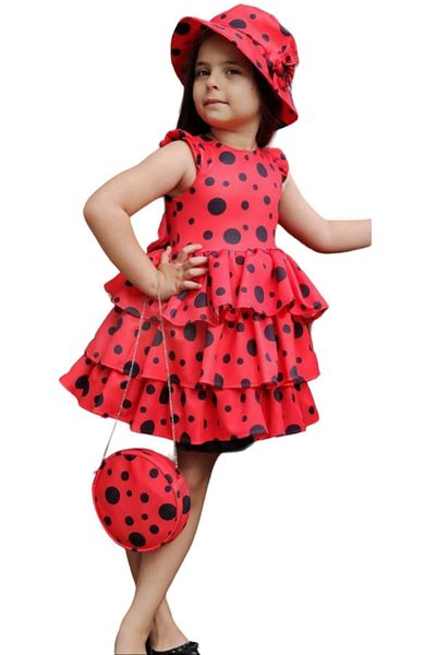 Riccotarz Red Girl's Dress - Layered Ruffle, Tulle and Spotted