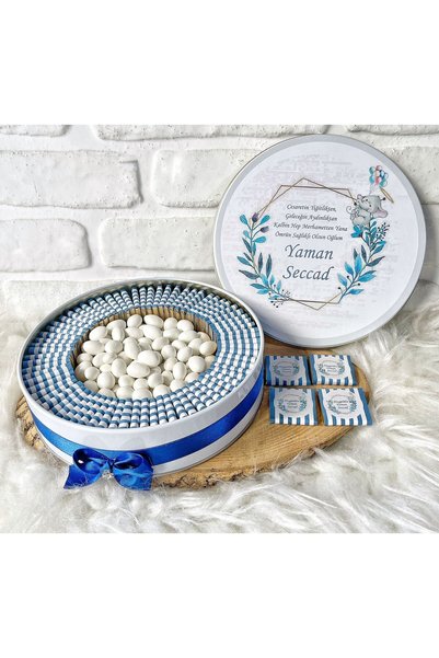 BUGİTO 100 Adet Çikolata+200 GR Draje Fil Temalı İsme Özel Hoşgeldin Erkek Be...