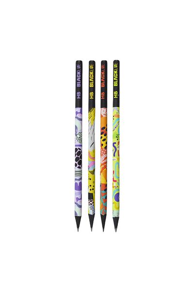 Adel Blackline Mosaic Round HB Pencil - 4 Pieces