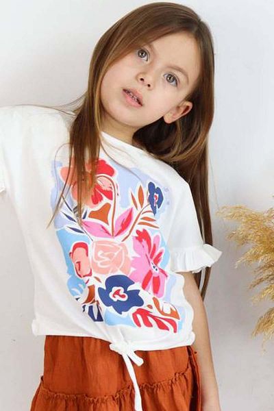 Riccotarz Floral Printed Tile Skirt Frill Set for Girl