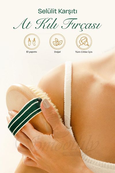 Smoothly SWORK 100% Natural Horsehair - Cellulite Drainage Massage Brush, Dry and Wet Scrub