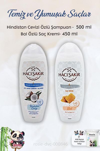 Hacı Şakir شامبو روزي بجوز الهند 500 مل وبلسم بالعسل 450 مل