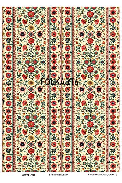 LİNEART Brass Patterned LineArt Decopage Paper - LA-FOLKART6