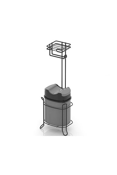 EYM Mg-098 Model Techno Wire - Standing, Backup Wc Paper Holder and Black Trash Can