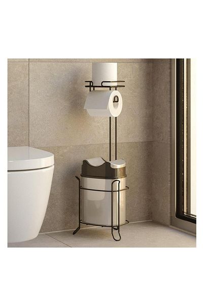 EYM Mg-098 Model Techno Wire - Standing, Backup Wc Paper Holder and Black Trash Can
