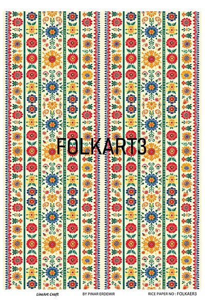 LİNEART Brass Patterned LineArt Decopage Paper - LA-FOLKART3