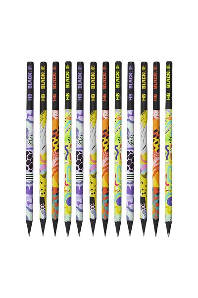 Adel 12 Pieces Blackline Mosaic Round HB Pencil