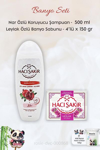 Hacı Şakir Pomegranate 2 in 1 Shampoo 500 ml - Lilac Scented Bath Soap 4 x 150 gr