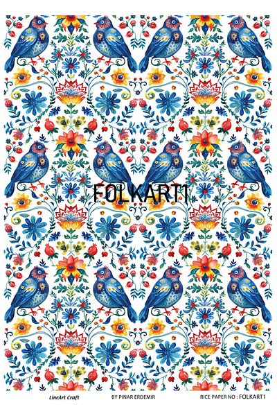 LİNEART Brass Patterned LineArt Decopage Paper - LA-FOLKART1