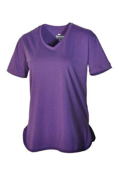 Shinzone Kadın V Yaka Basic Mor T-Shirt