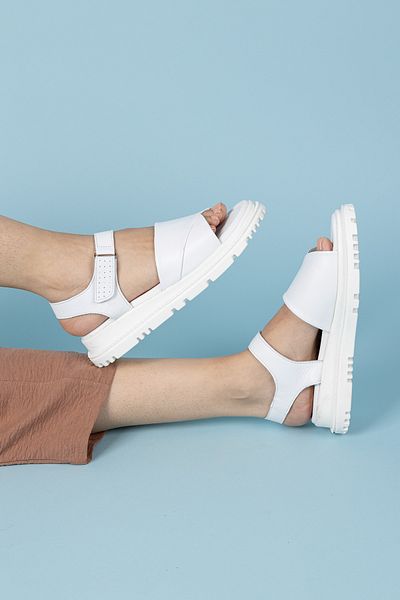 Getcho Rikke Sandale albe din piele naturală pentru femei