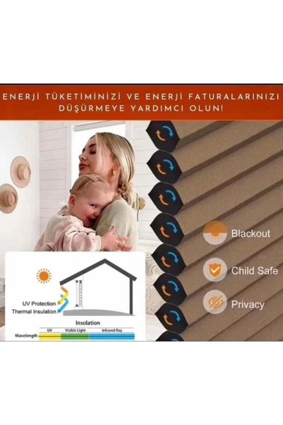 YAZAR HOME Honeycomb (BAL PETEĞİ) Çiftli Sistem Gece-Gündüz %100 Karartma Ve Isı Yalıtımlı Plise Perde
