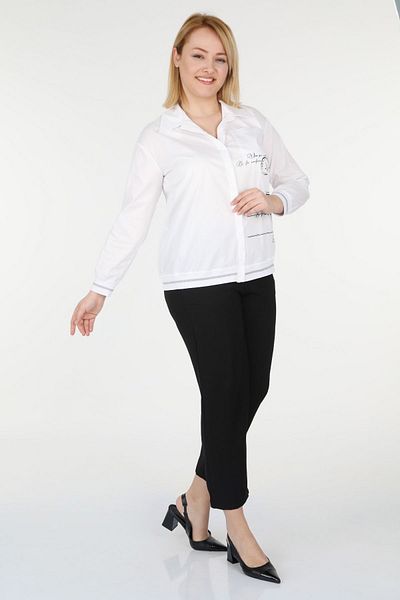 mardi exclusive Women's Large Size Ribbed Cotton Shirt
