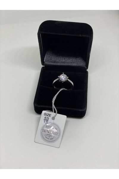 Jupitersign.store Orjinal Swarovski Sertifikalı 925 Ayar Gümüş Tek Taş Yüzük
