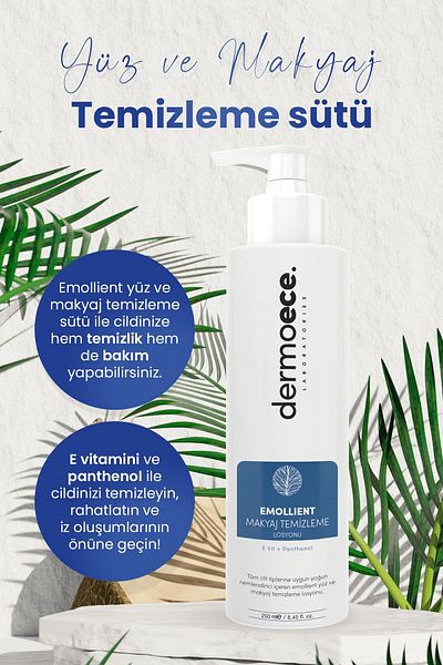 dermoece Emollient Face and Make-up Cleansing Milk & Lotion Suitable for All Skin Types 250 ml