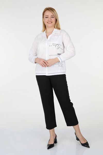 mardi exclusive Women's Large Size Ribbed Cotton Shirt