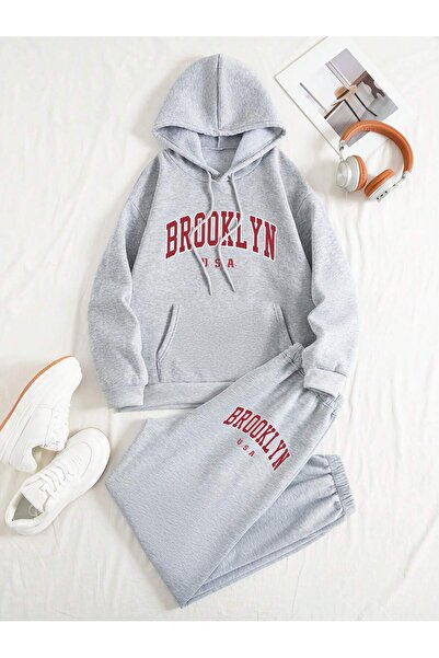 mercoledi Kadın Happiness Alt Üst Eşofman Takımı Oversize Kapüşonlu