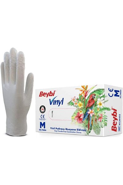 Fipek Beybi Vinyl Powder-Free Transparent Gloves Medium 100 Pack