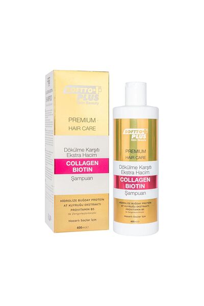 Softto Plus Beyaz Saçlar Için Koyu Kestane Şampuan + ANTİ-HAIR LOSS EXTRA VOLUME COLLAGEN BIOTIN ŞAMPUAN 400 ML