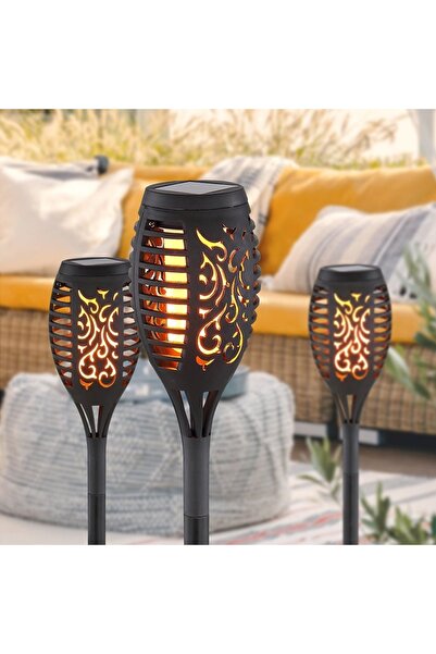 gaman Alev Efektli Bahçe Aydınlatma Lambası 1 Adet Saplamalı Led Meşale Otoma...