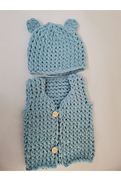 MİNİK ADIMLAR Minik Adımlar Alize Puffy El Örgüsü Yelek Ve Şapka